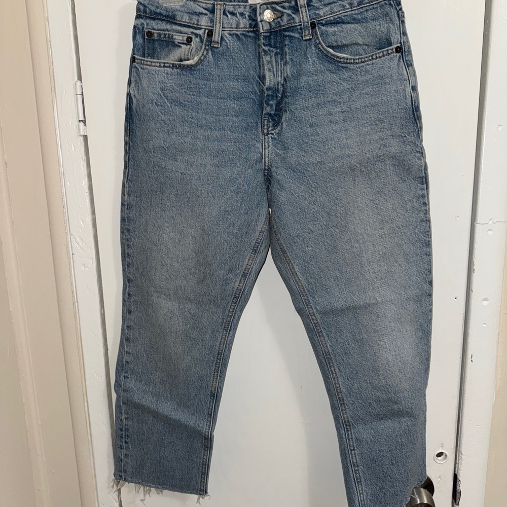 Topshop Women's Straight Blue Jeans